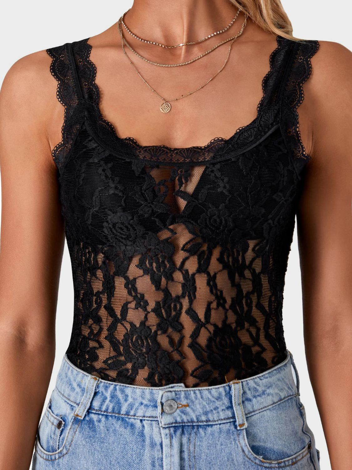 Lace Scoop Neck Tank