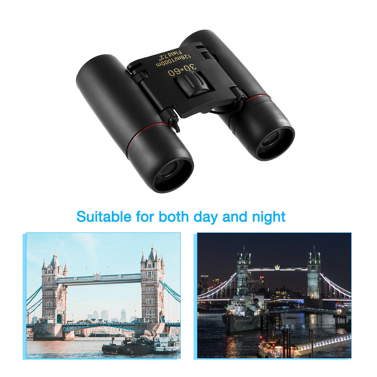 30x60 Compact Folding Binoculars for Travel & Outdoor