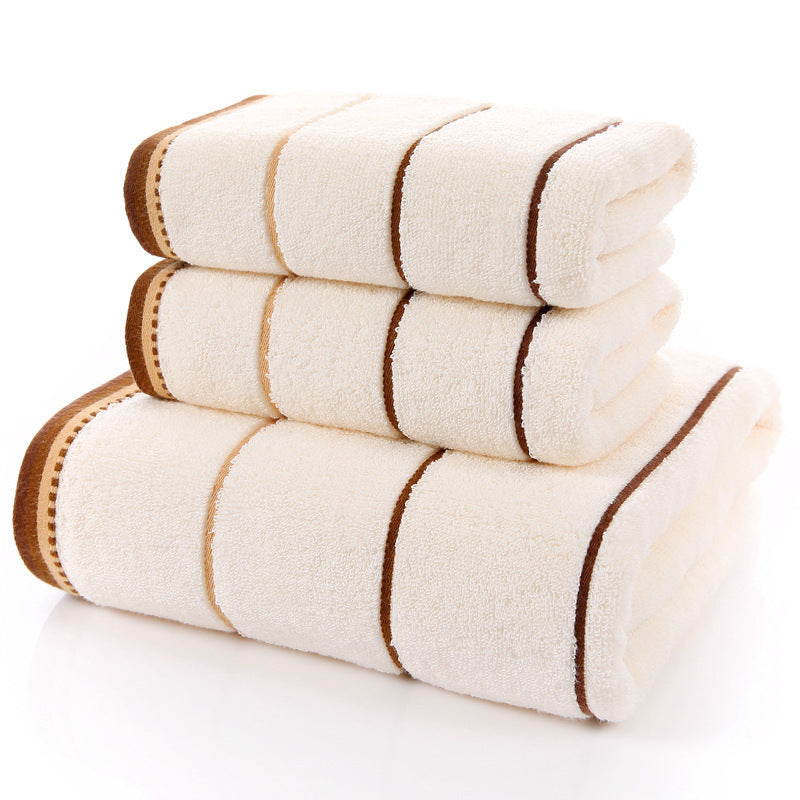 Thickened Cotton 3-Piece Embroidered Hotel Towel Set