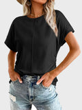 Ruched Round Neck Short Sleeve T-Shirt