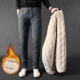 Men's Winter Velvet Fleece Jogging Pants with Zip Pocket