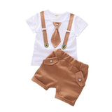 Baby Round Necktie Shorts T-shirt Set