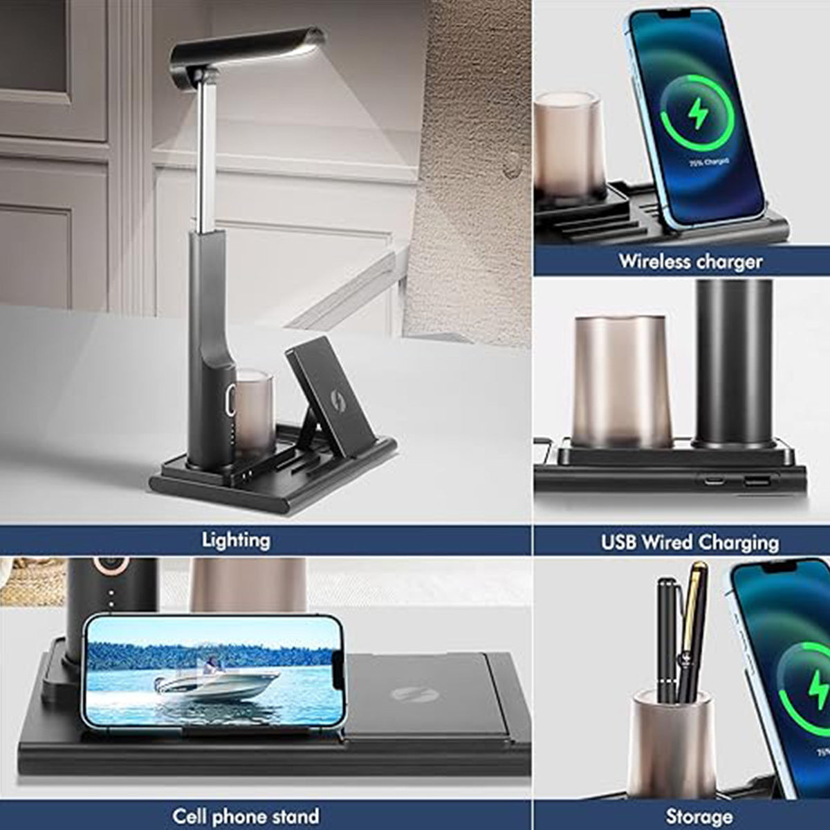 LED Desk Light with Wireless Charger