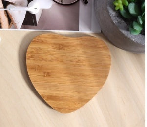 Natural Heart Shape Bamboo Wireless Charger Charging Pad For