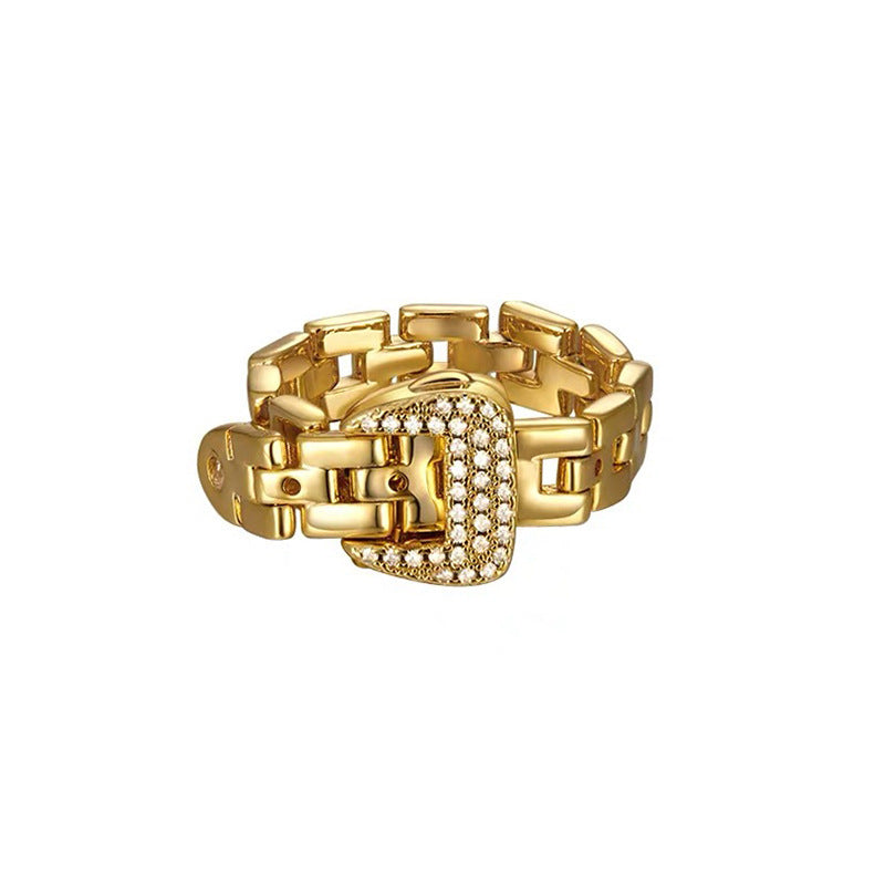 Adjustable Belt Buckle Zircon Ring