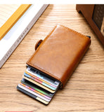 Mini Wallet (PU Crazy Horse Leather) with Money Clip and Card Holder