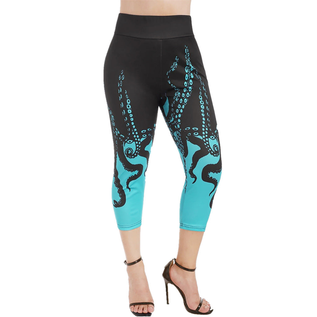 High-Waisted Octopus Print Leggings