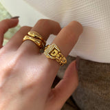 Adjustable Belt Buckle Zircon Ring