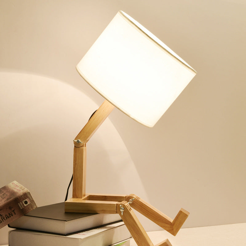 Creative Wooden Desk Lamp for Bedroom - Nordic Modern LED