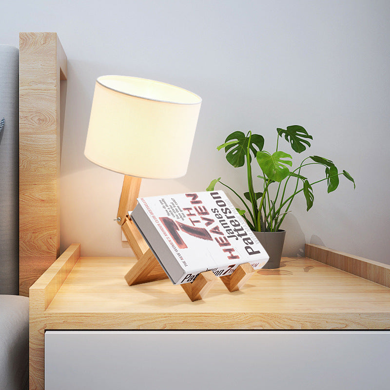 Creative Wooden Desk Lamp for Bedroom - Nordic Modern LED