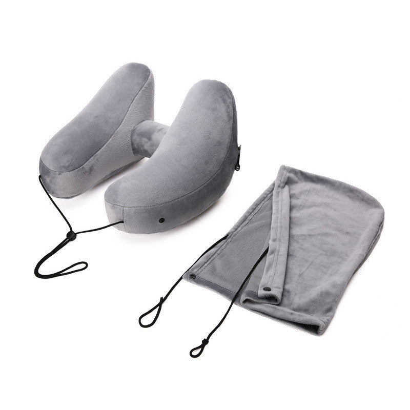 Hooded Inflatable Travel Pillow