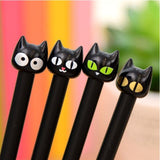 4 Piece Black Cat Head Gel Ink Pen