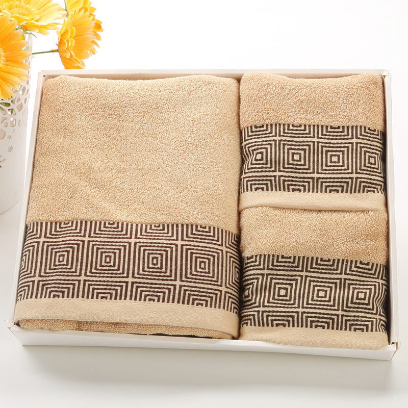 Thickened Cotton 3-Piece Embroidered Hotel Towel Set