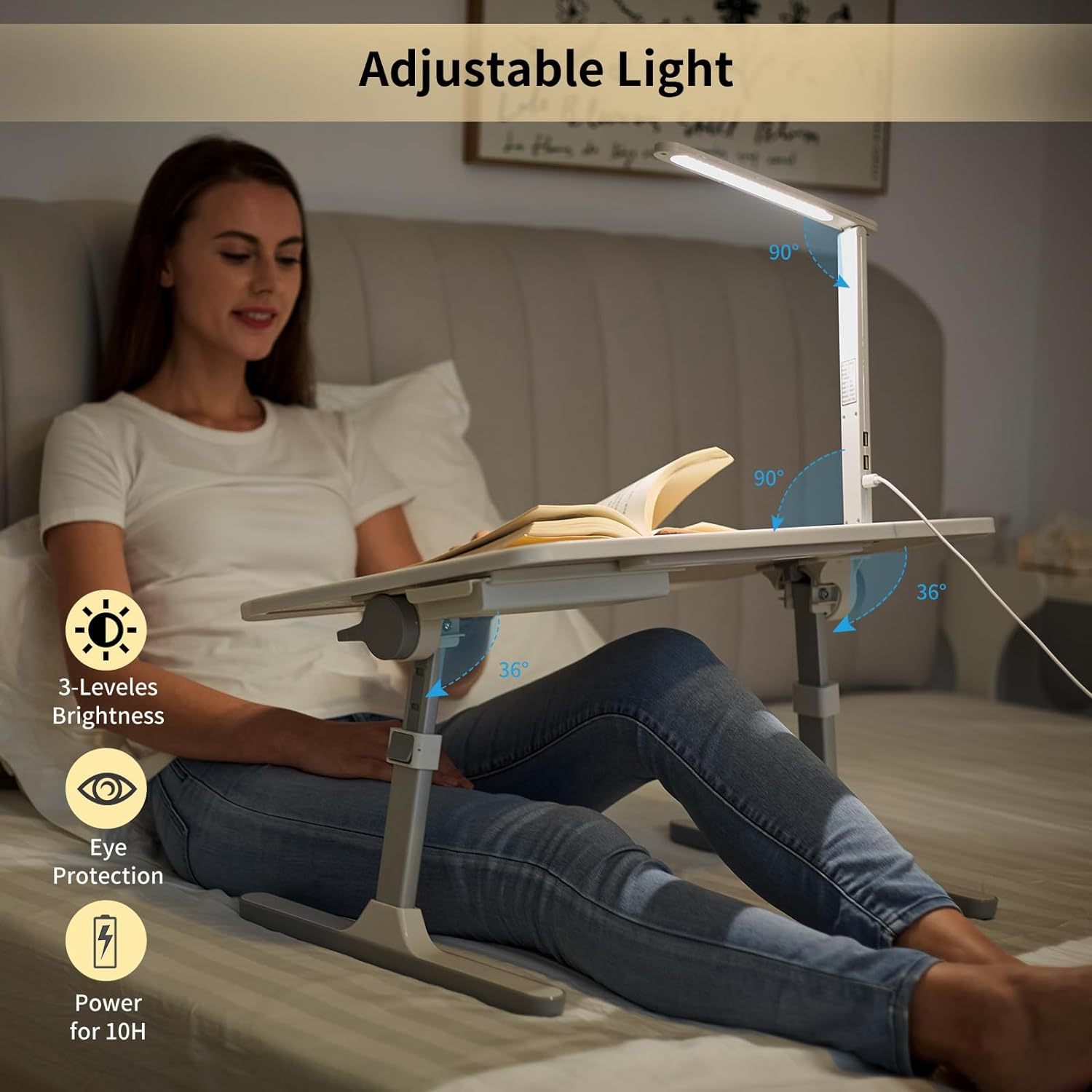 Portable Lap Desk with LED Light & Drawer