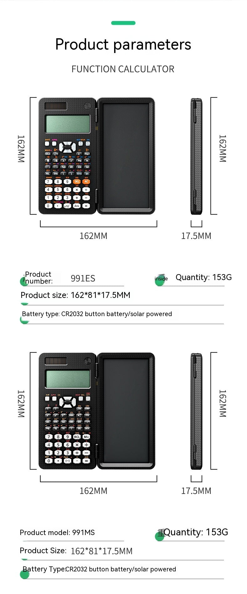 2-in-1 Foldable Scientific Calculator & Writing Tablet