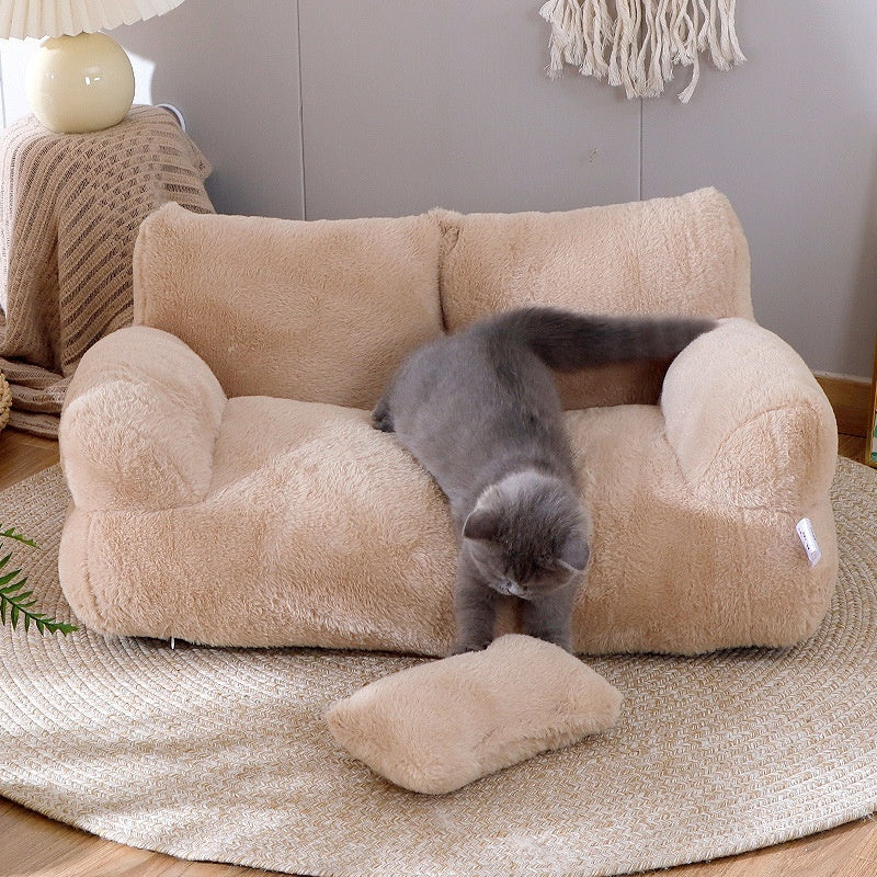 Luxury Plush Cat & Dog Bed – Winter Warm Sofa