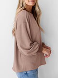 Round Neck Drop Shoulder Long Sleeve Sweatshirt