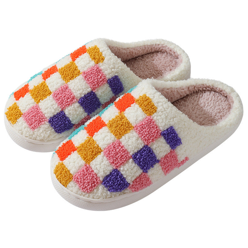 Colorful Checkerboard Slippers for Couples