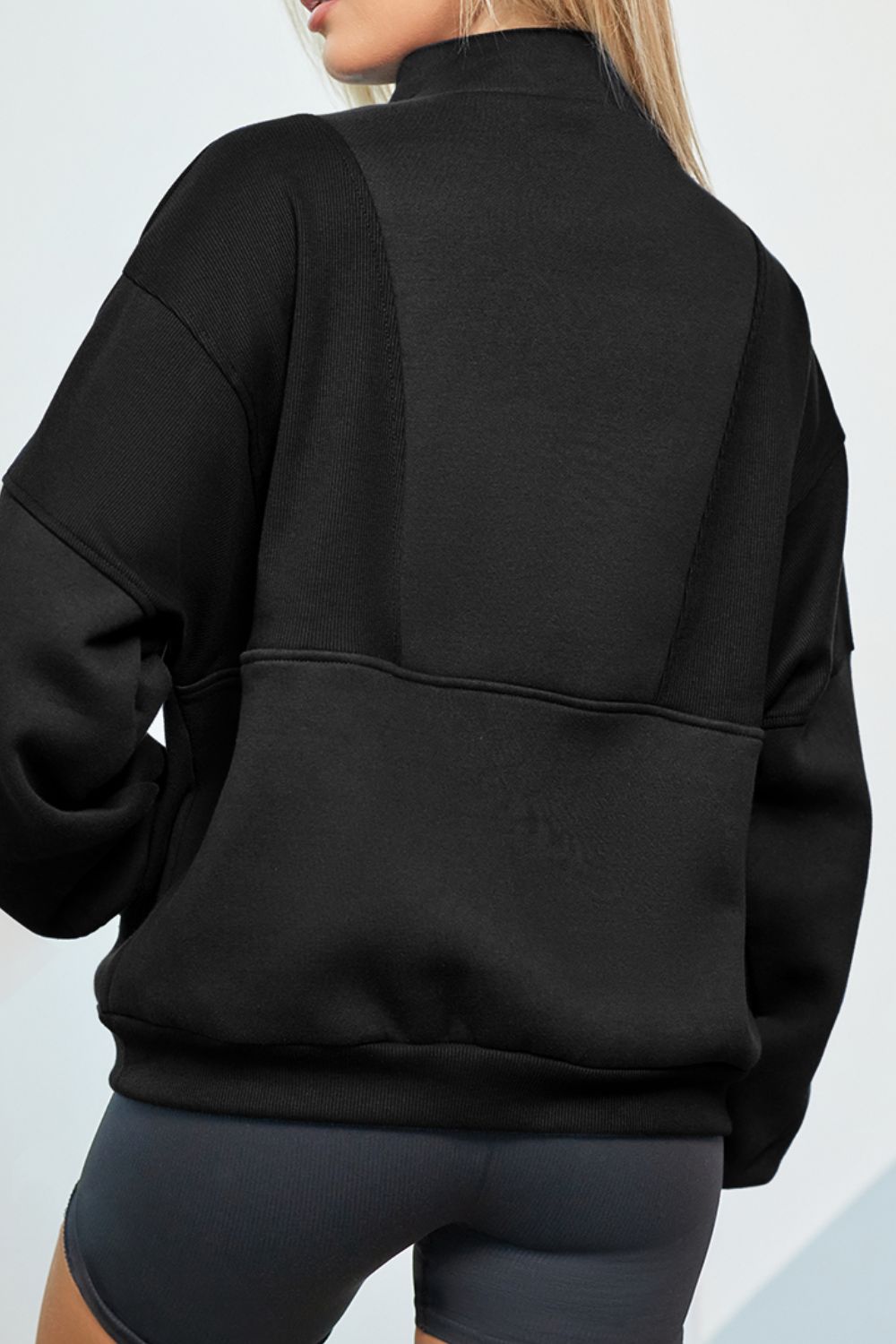 Half Zip Drop Shoulder Long Sleeve Sweatshirt