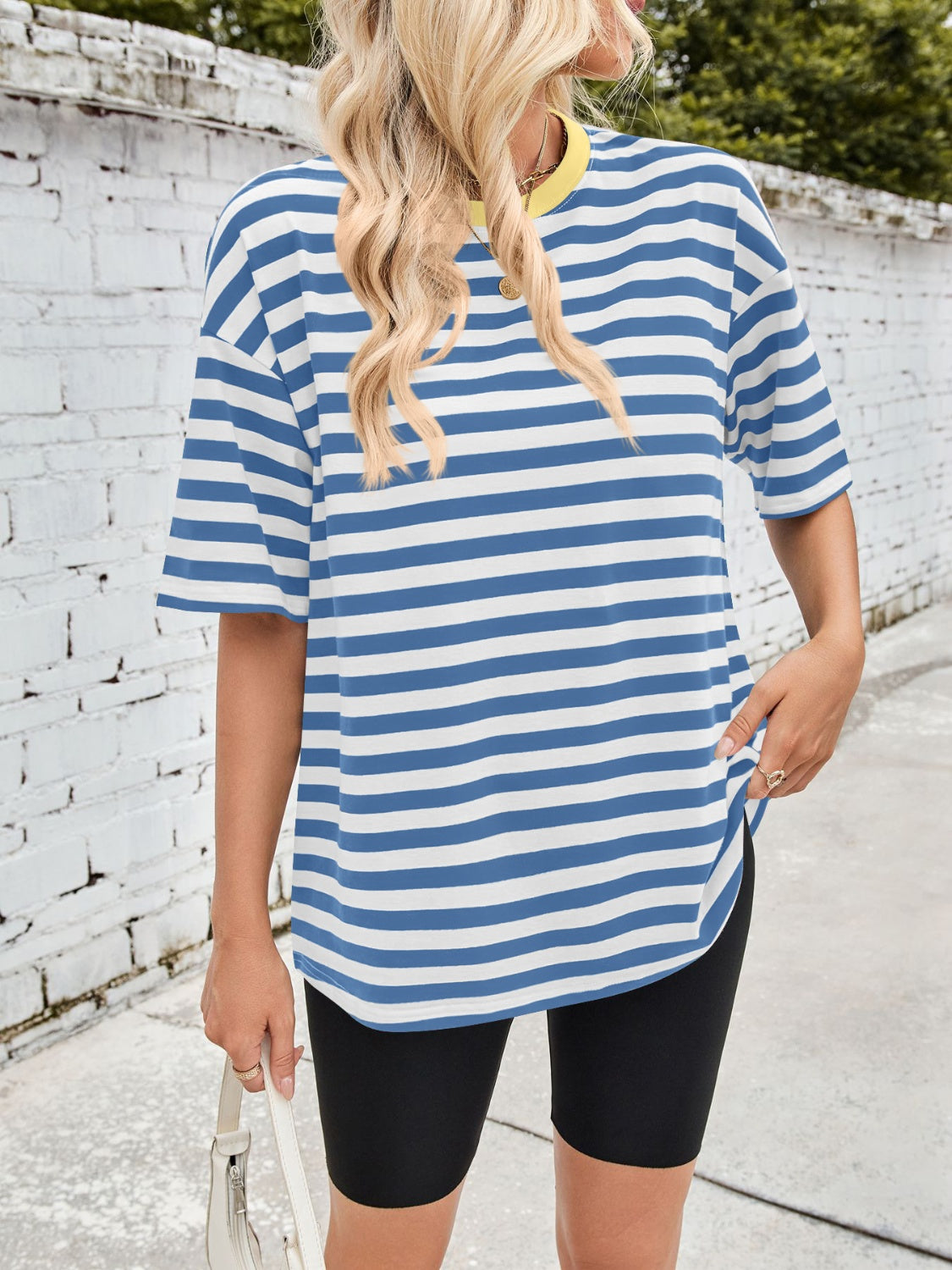 Lovelet Striped Round Neck Half Sleeve T-Shirt