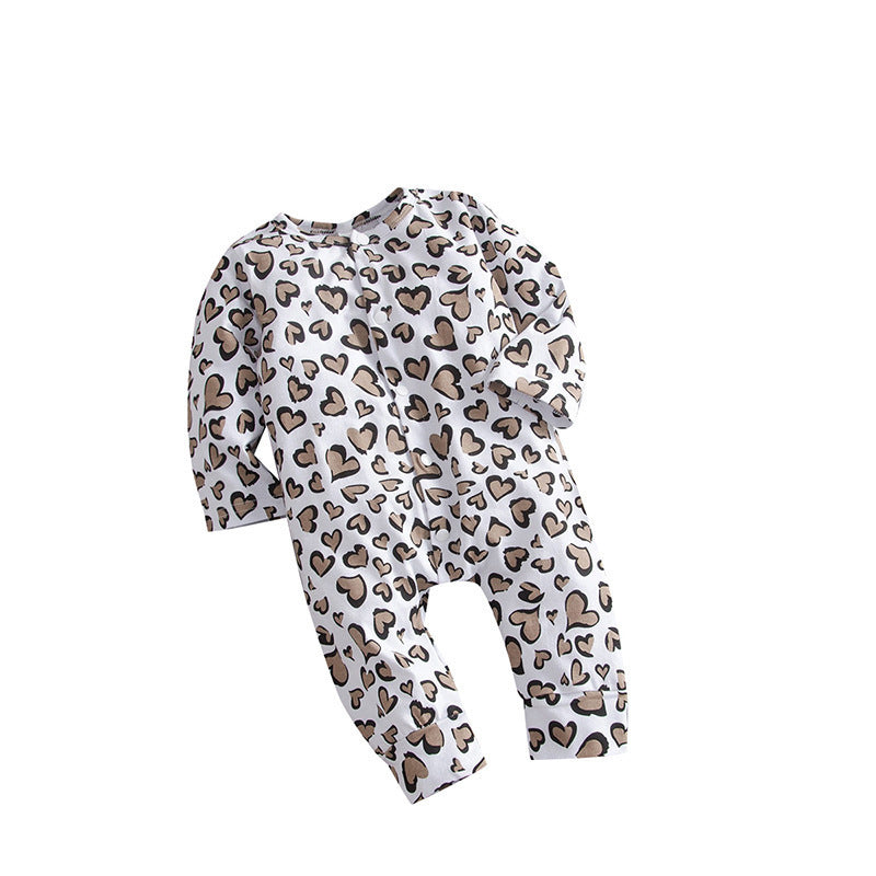 Baby Kids' Trendy Leopard Print Long Sleeve Romper