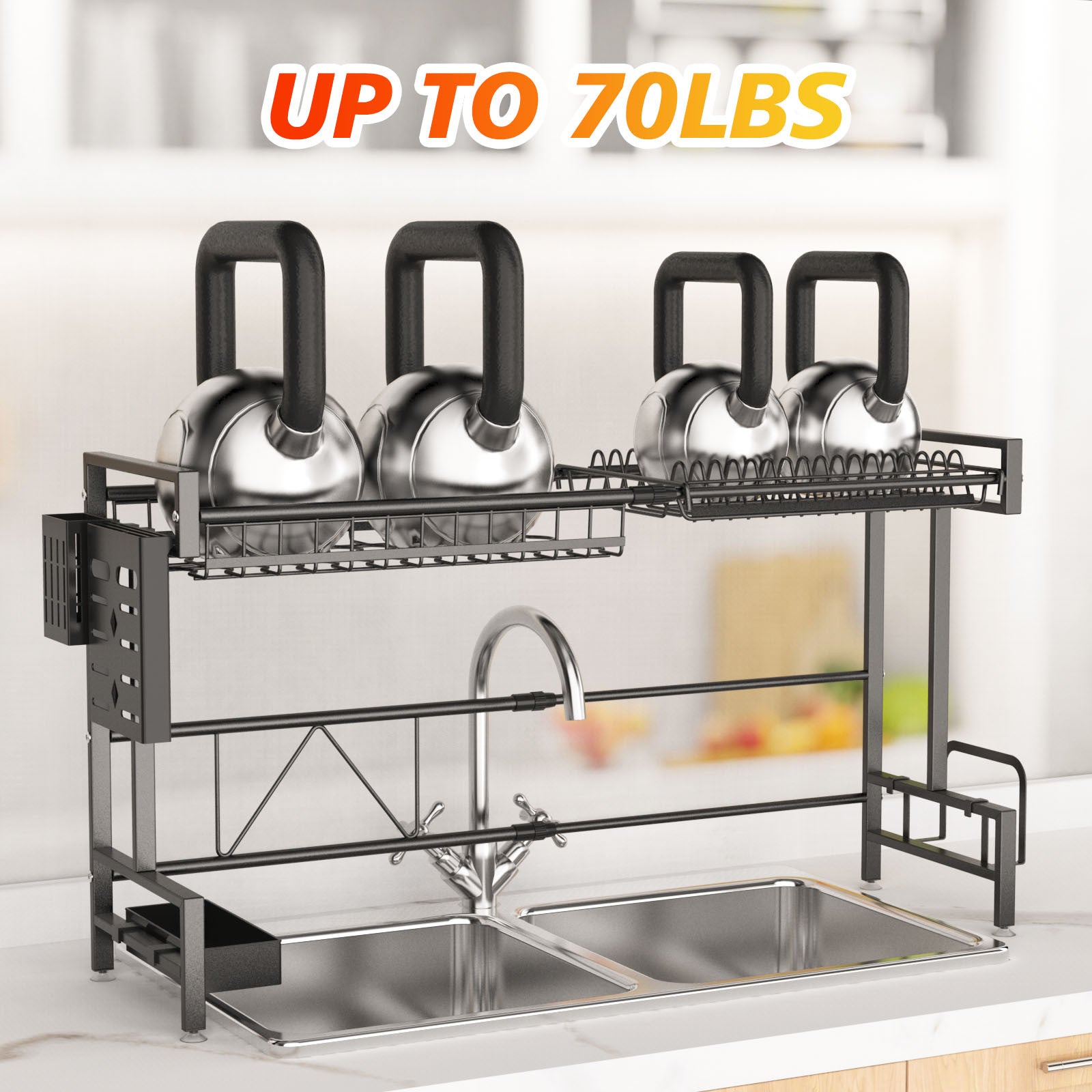 2-Tier Stainless Steel Over-The-Sink Dish Drying Rack