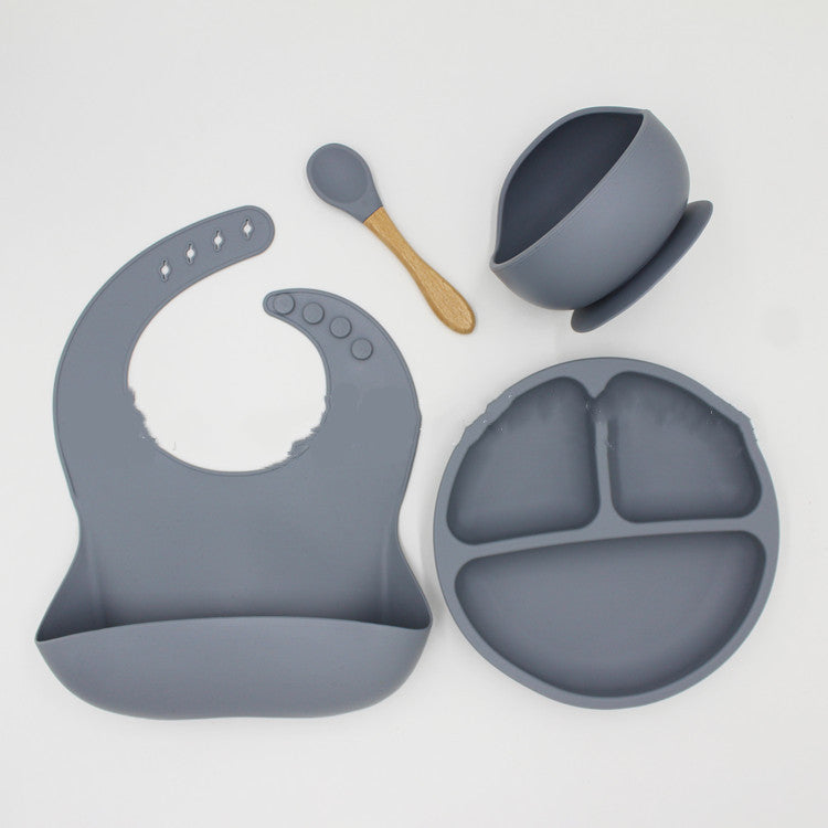 4-Piece Silicone Baby Bowl & Bib Set