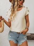 Mandy Eyelet Round Neck Short Sleeve Top