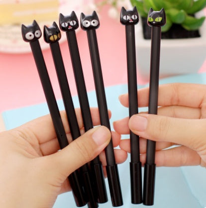 4 Piece Black Cat Head Gel Ink Pen