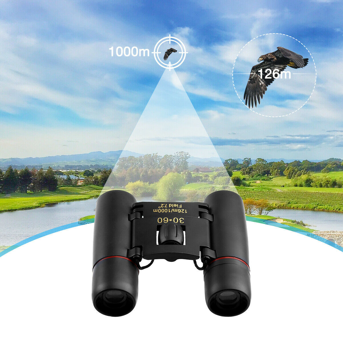 30x60 Compact Folding Binoculars for Travel & Outdoor