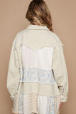 POL Raw Hem Patchwork Dropped Shoulder Jacket