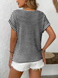 Striped V-Neck Short Sleeve T-Shirt