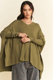 Davi & Dani High-Low Side Slit Batwing Sleeve Top