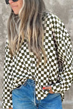 Checkered Collared Neck Long Sleeve Shirt