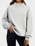 Mock Neck Drop Shoulder Long Sleeve Sweatshirt