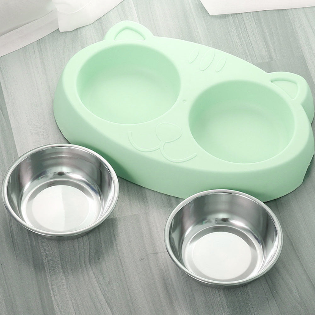 Double Dog Bowls with Non-Slip Base for Food & Water