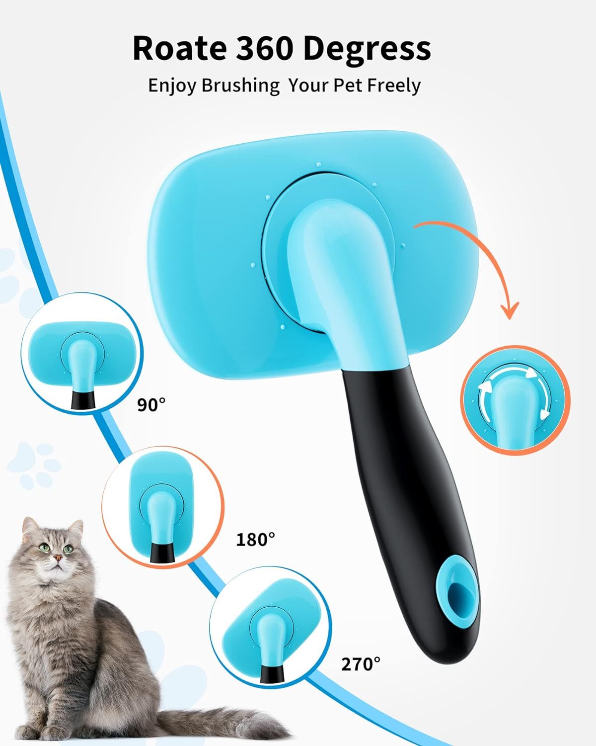 Pet Grooming Brush (Shedding Tool for Dogs & Cats)