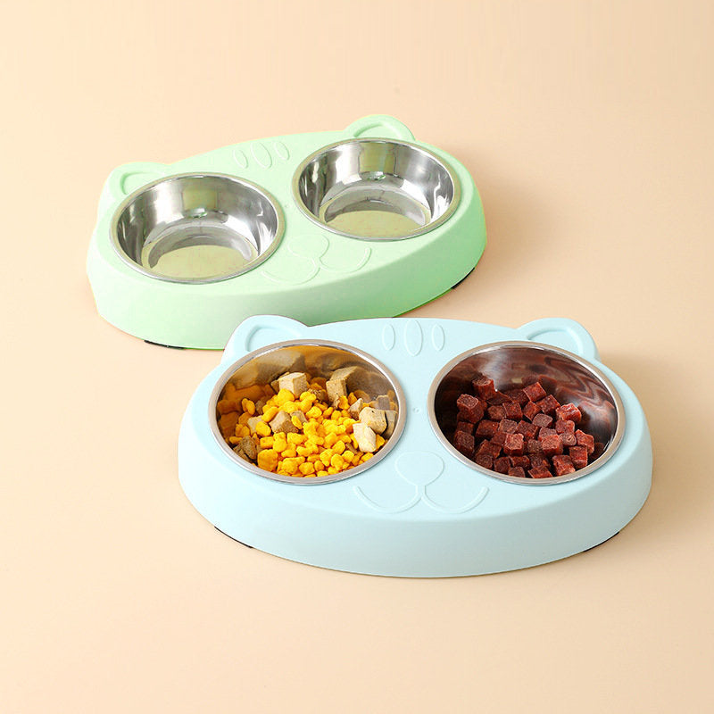 Double Dog Bowls with Non-Slip Base for Food & Water