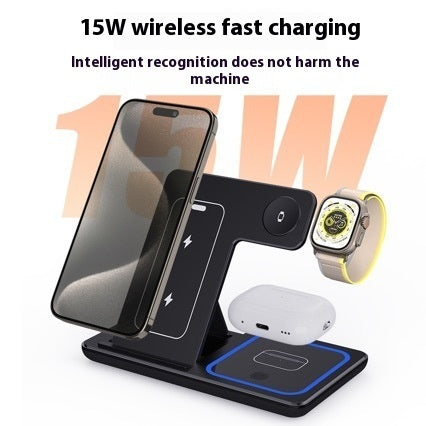 15W 3-in-1 Foldable Wireless Charger Stand– For iPhone, iWatch & AirPods Pro