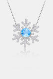 925 Sterling Silver Topaz Snowflake Shape Necklace