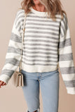 Striped Round Neck Dropped Shoulder Sweater