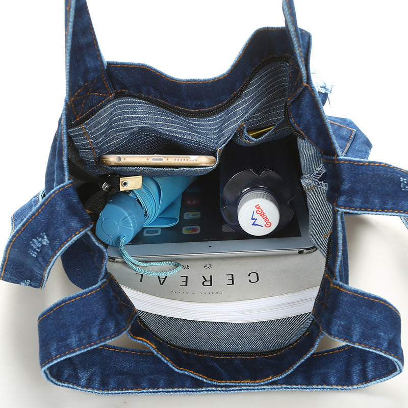 Dual-Purpose Denim Shoulder Bag