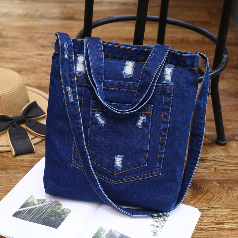 Dual-Purpose Denim Shoulder Bag