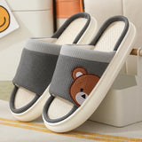 Cute Cartoon Bear Linen Slippers for Women