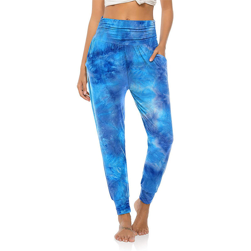 High-Waisted Casual Leggings with Patterned Pockets