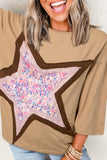 Star Applique Patch Round Neck T-Shirt