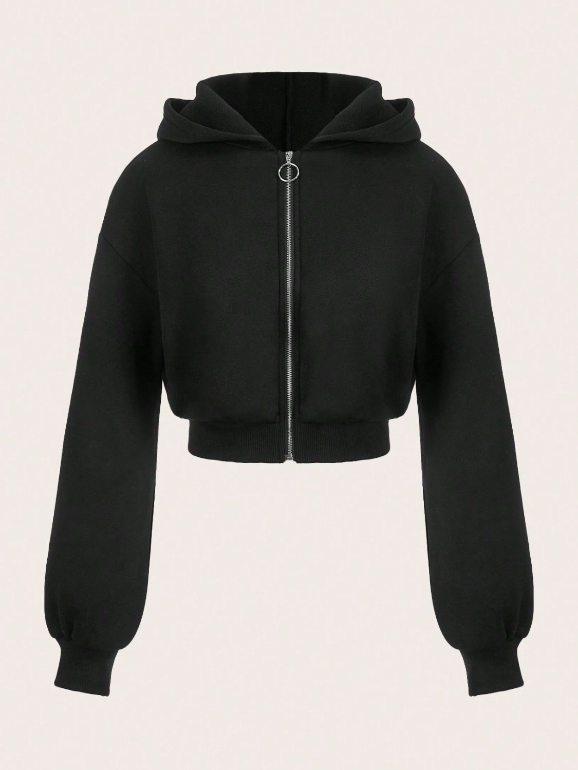 Zip Up Long Sleeve Cropped Hoodie