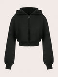 Zip Up Long Sleeve Cropped Hoodie