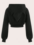 Zip Up Long Sleeve Cropped Hoodie