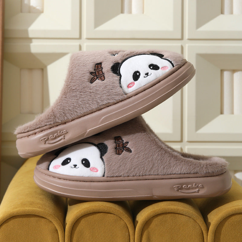 Cute Cartoon Panda Thick-Sole Slippers for Couples